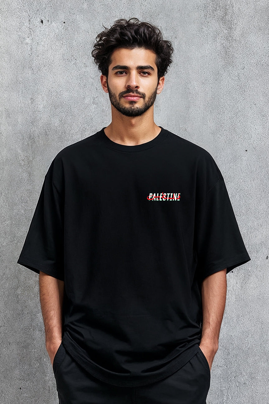 Oversized Palestine Quote T-shirt - Black