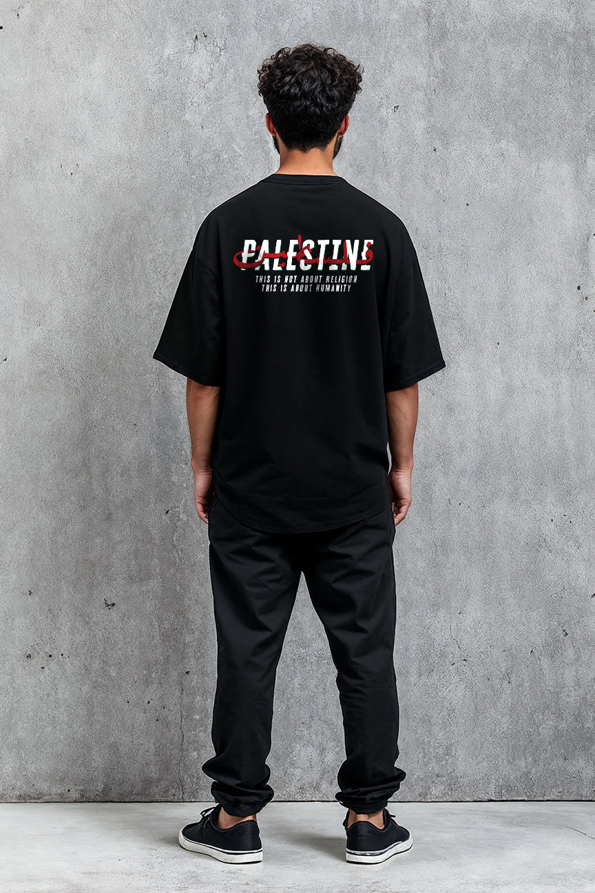 Oversized Palestine Quote T-shirt - Black