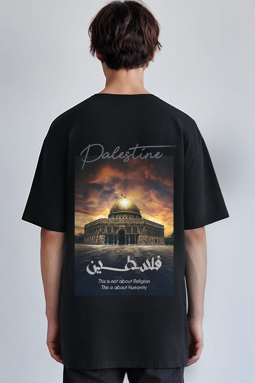 Oversized Palestine Full Print T-shirt - Black